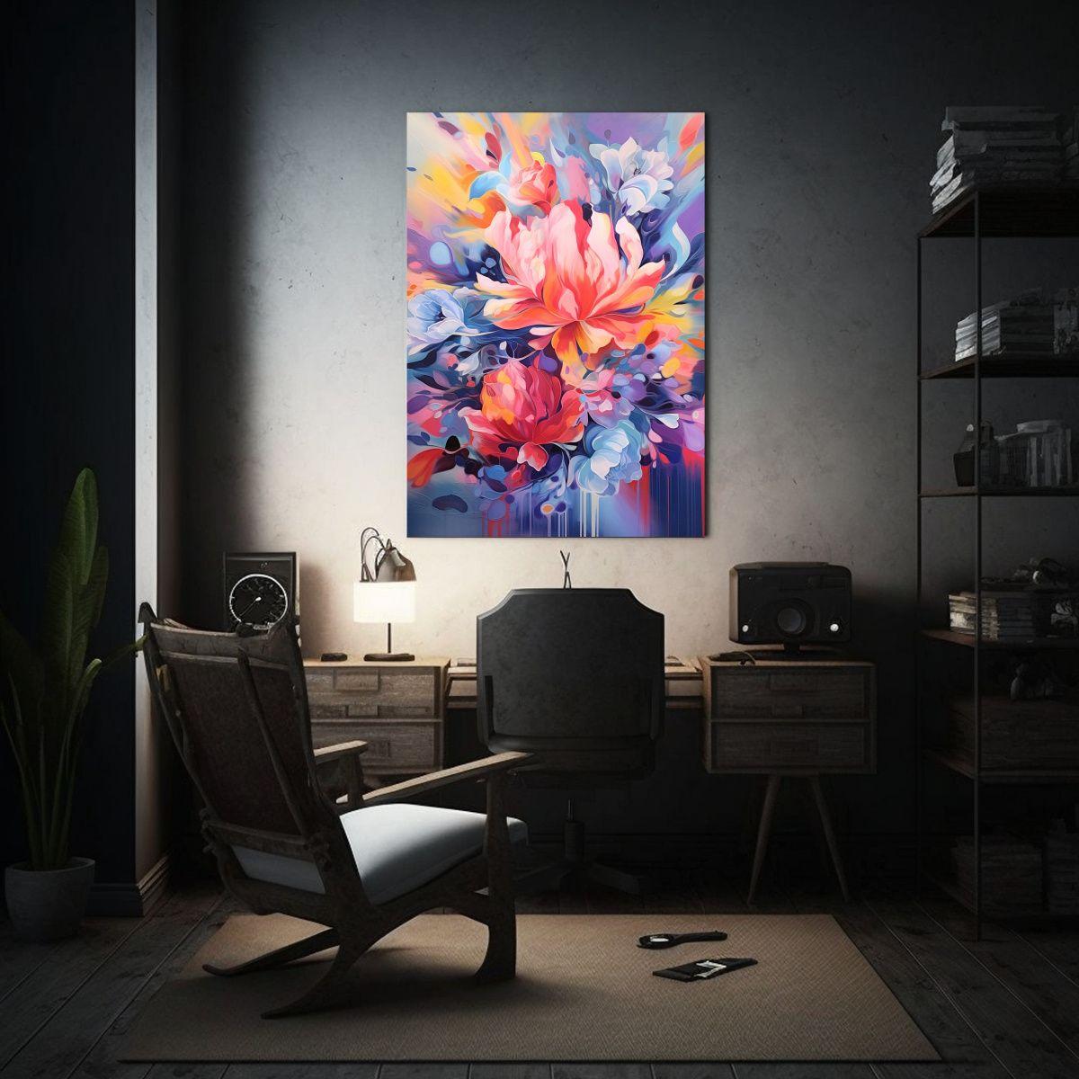 Cuadro Abstracto Floral En Colores Púrpuras Y 50x75 Cm-2