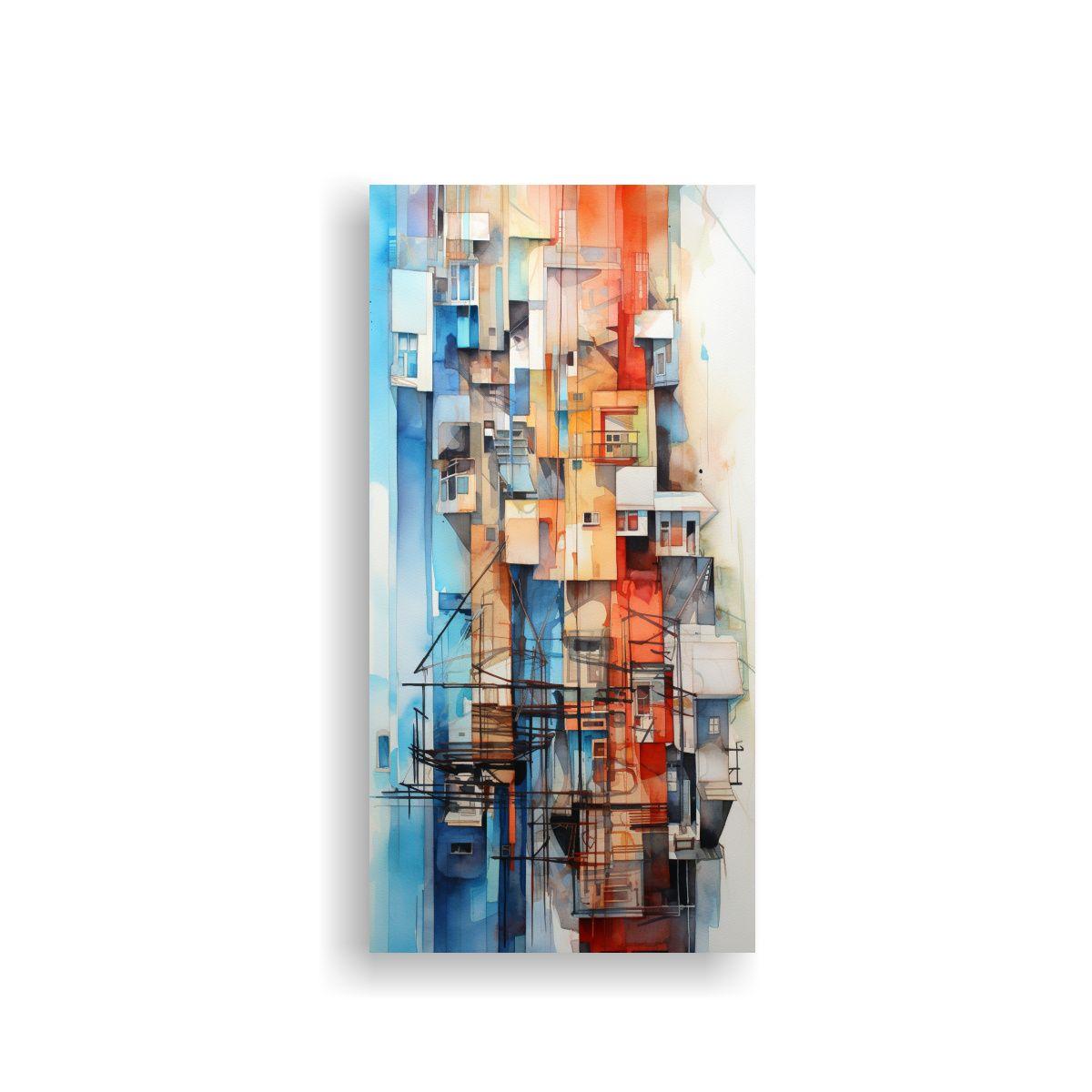Pintura Decorativa Abstracta De Escena Urbana En A 60x120cm-0