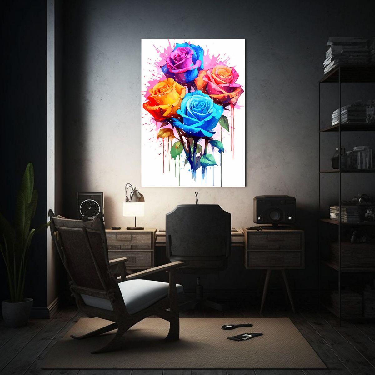 Lienzo De Tela Concepto Calidez Tres Rosas 50x65cm-2