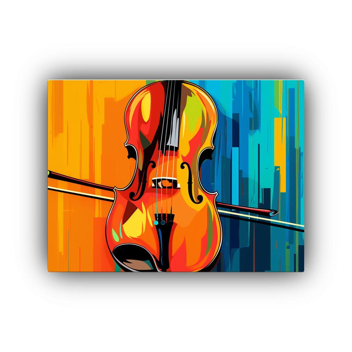 Cuadro Abstracción Innovador Cello Instrumento Musical Pop  45x30cm-0