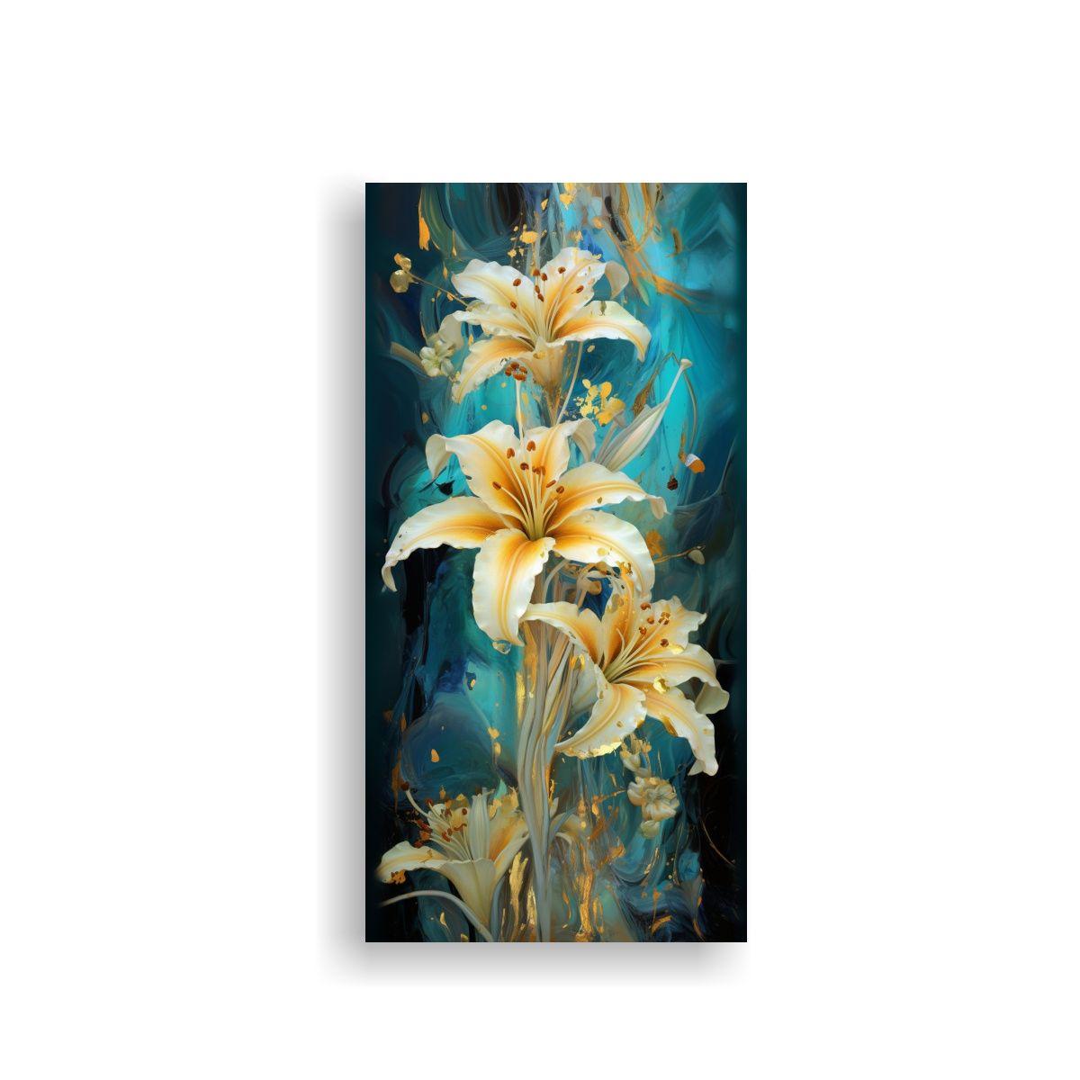 Pintura Abstracta Exclusiva A Lilies En Colores 40x80 Cm-0