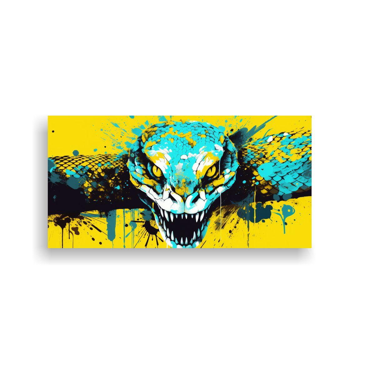 Cuadro Moderno: Serpiente De Cascabel En Amarillo 80x40cm-0