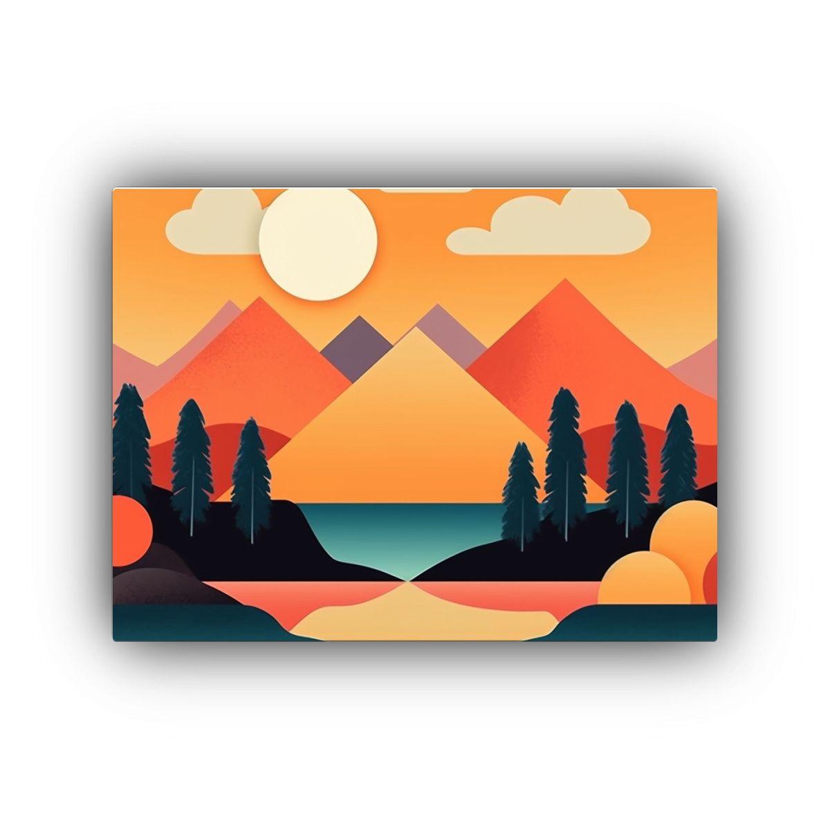 Cuadro Abstracto Estilo Geométrico Atardecer 30x20cm-0