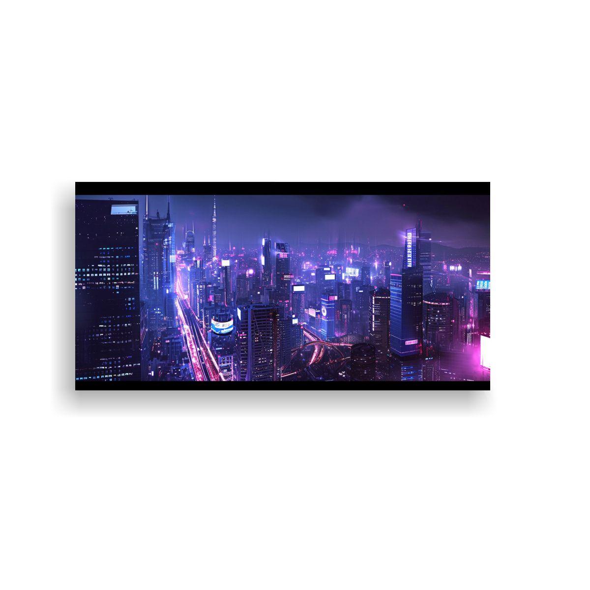 Pintura Lienzo Ciudad Futurista 2050 Noche 80x40cm-0