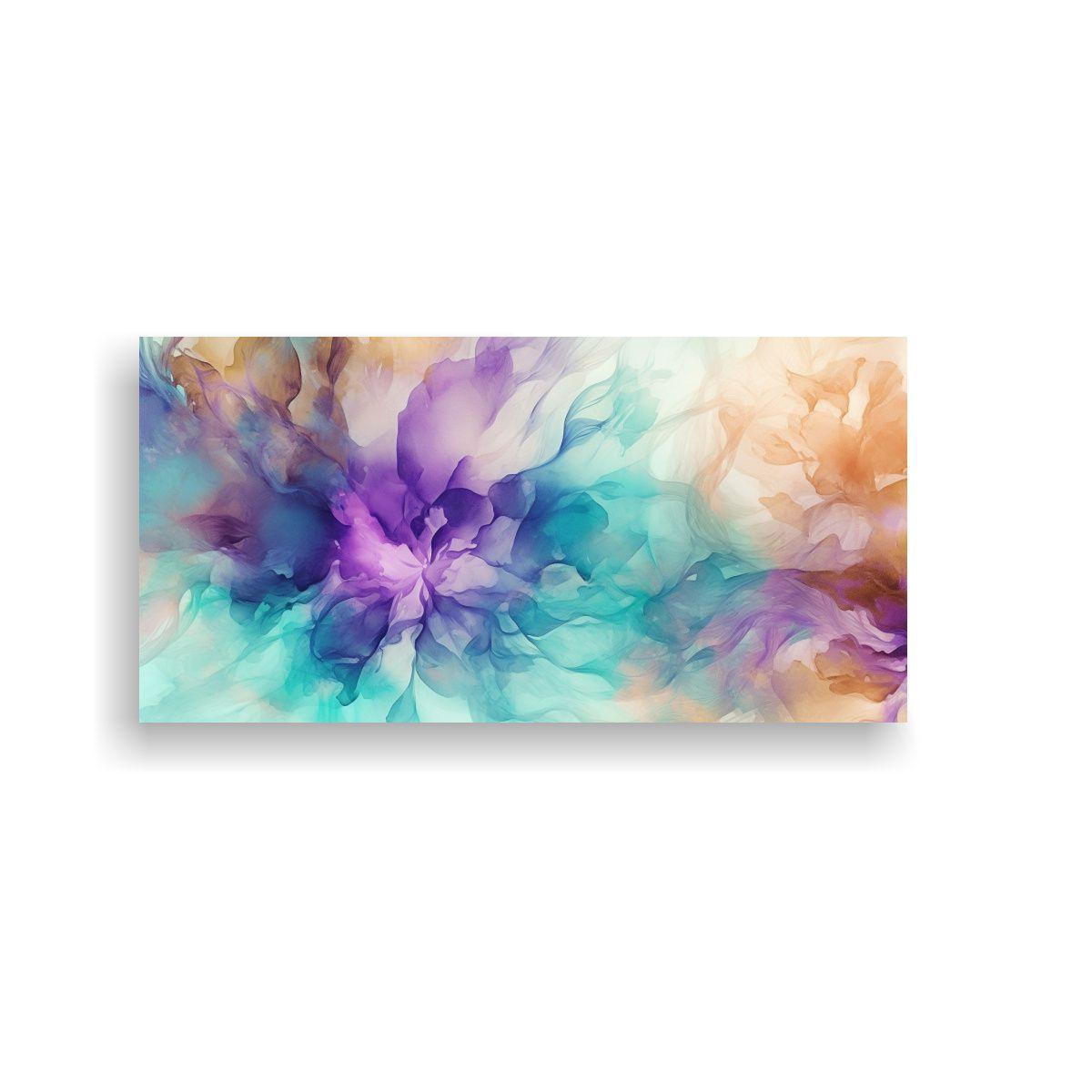 Cuadro Tela Impreso Abstracto Turquesa Púrpura 160x80cm-0