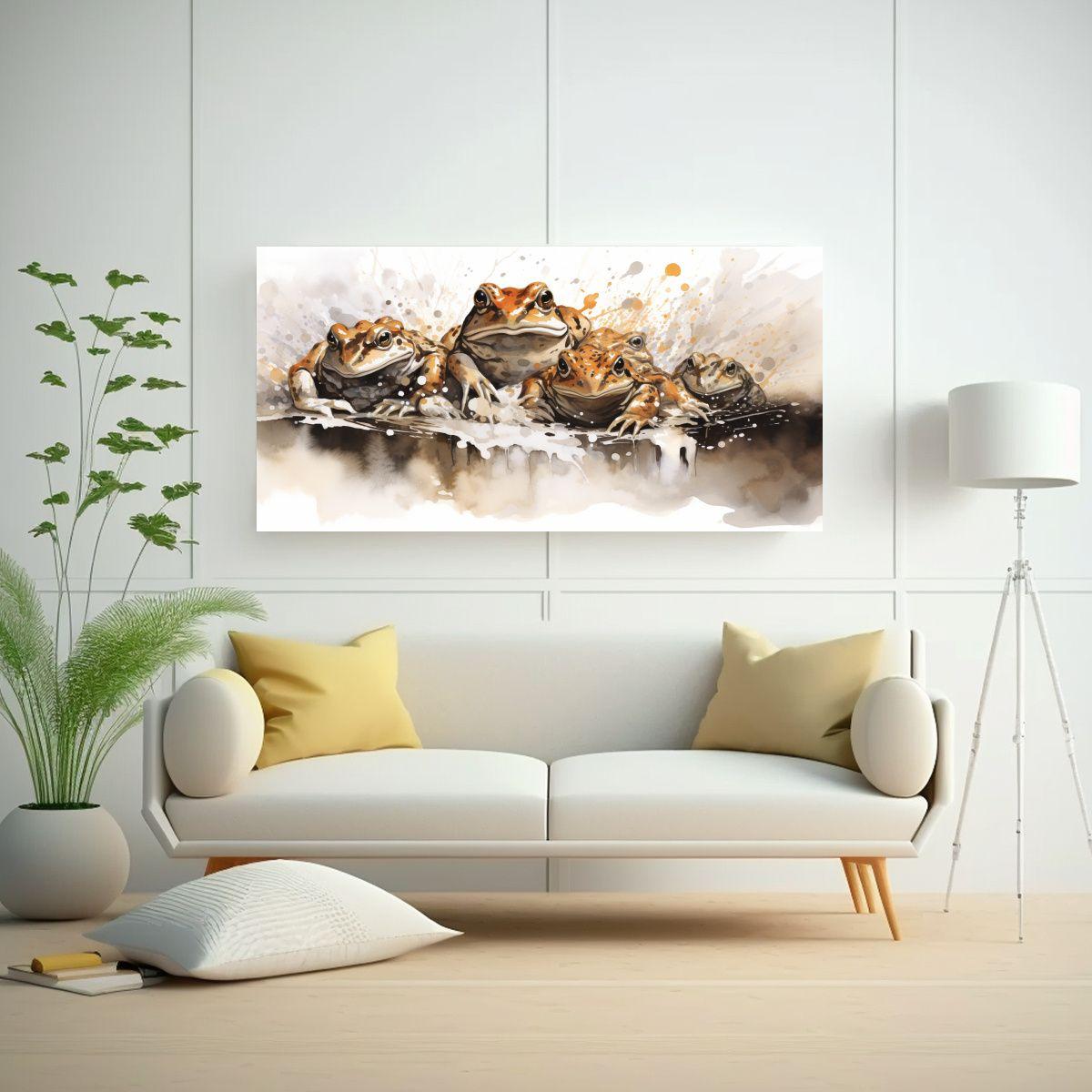 Lienzo Decorativo De Ranas Y Sapos En Colores Marr 100x50cm-2