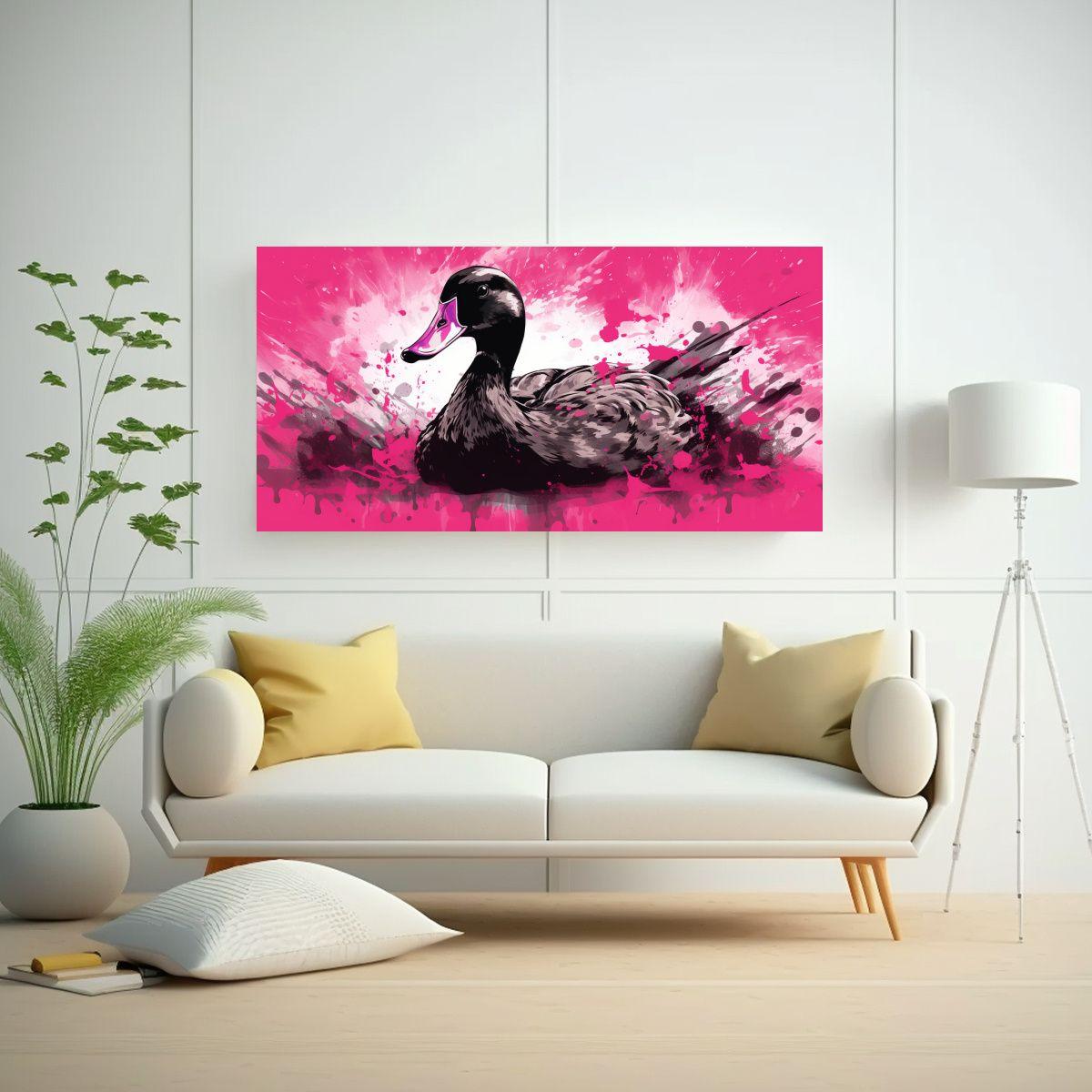 Pinturas Decorativas De Patos Negros Y Rosados En  40x20cm-2