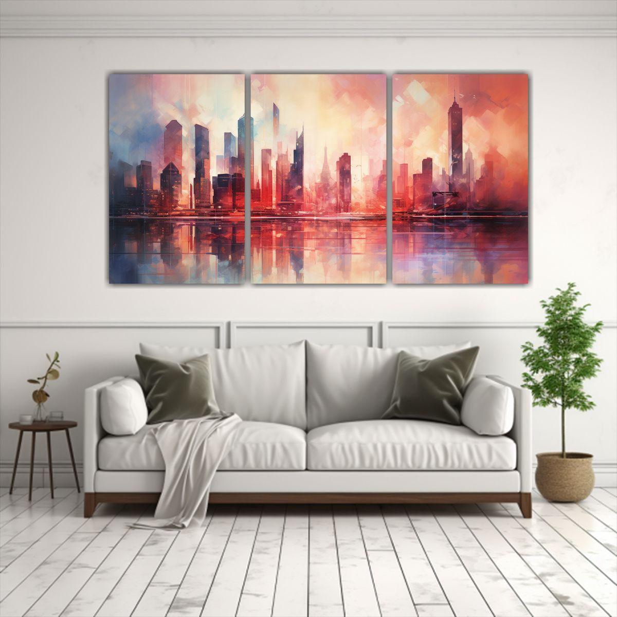 Pinturas Decorativas Tres Cuadros Forma Vitalidad 60x30 Cm-2