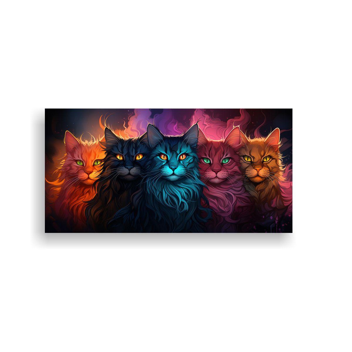 Cuadros Decorativos Estilo Gatos Nueve Colores 80x40cm-0