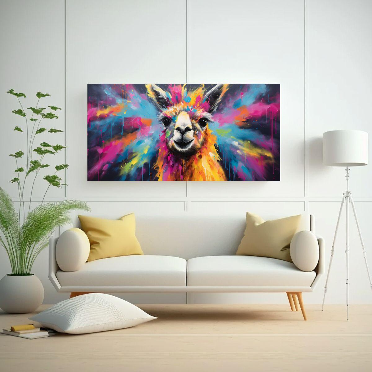 Pintura Al Estilo óleo Colorida Estilo Llama 100x50cm-2