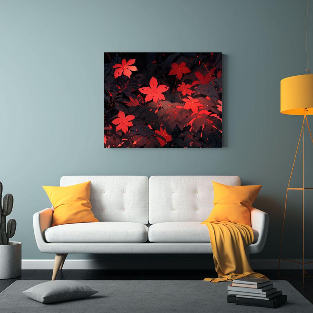 Pintura Cuadro Tonos Rojo Y Negro Atmosfera Neonoir Estilo. 50x40cm-2