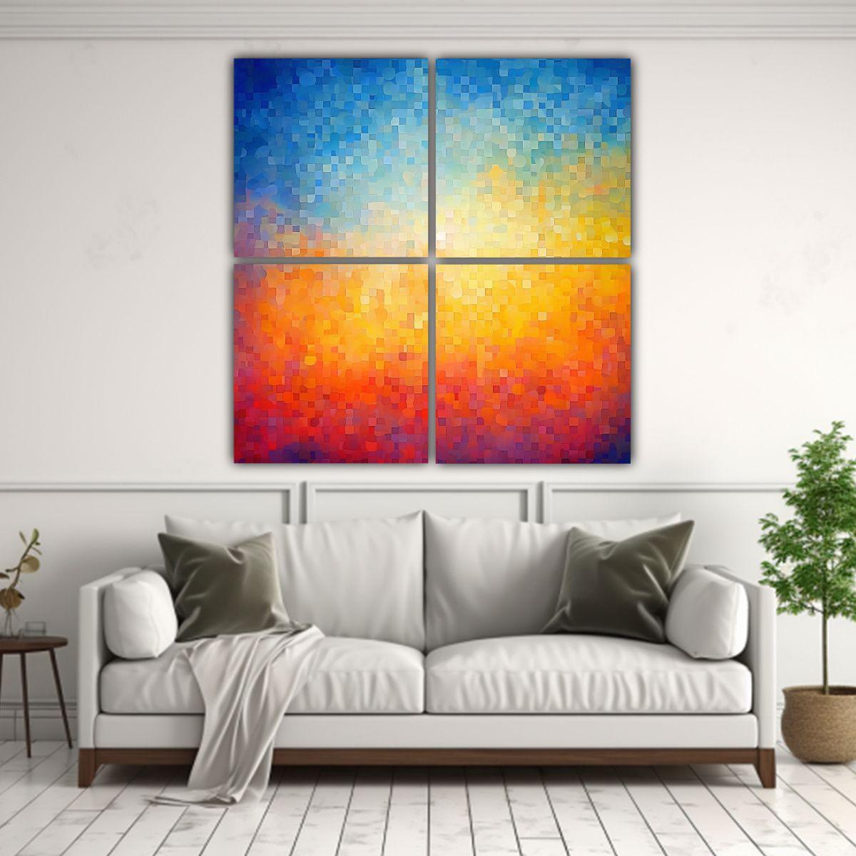Cuadro Decorativo Abstracto Colorido Con Fondo 180x180 Cm-2