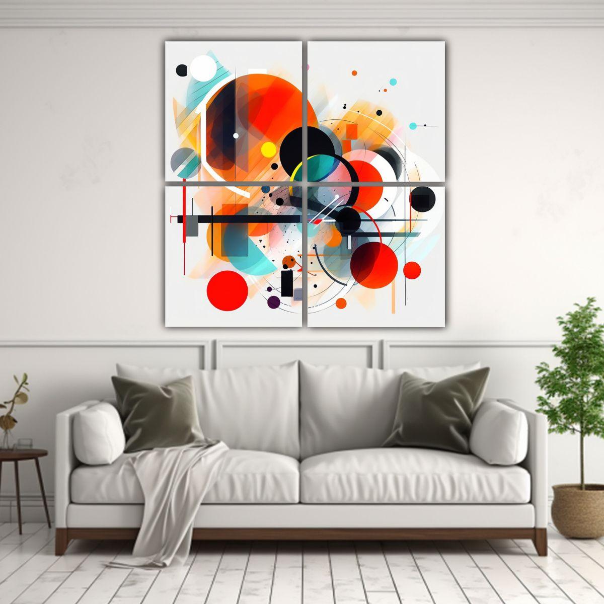 Cuatro Composiciones Tonos Elegante Arte 140x140 Cm-2