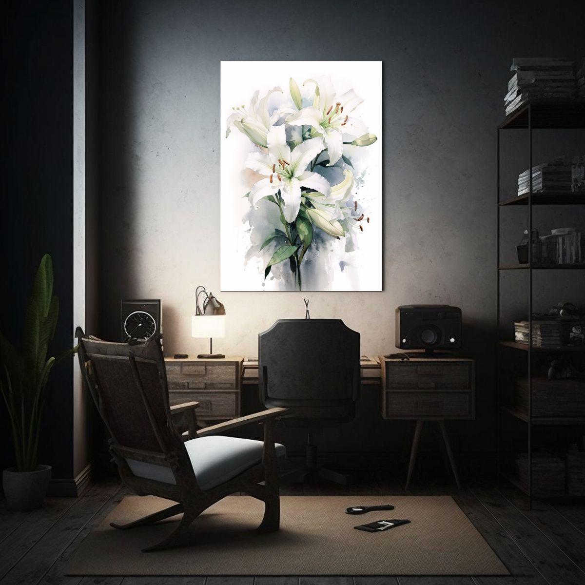Pintura Acuarela Protagonismo Lirios Estilo 50x75cm-2