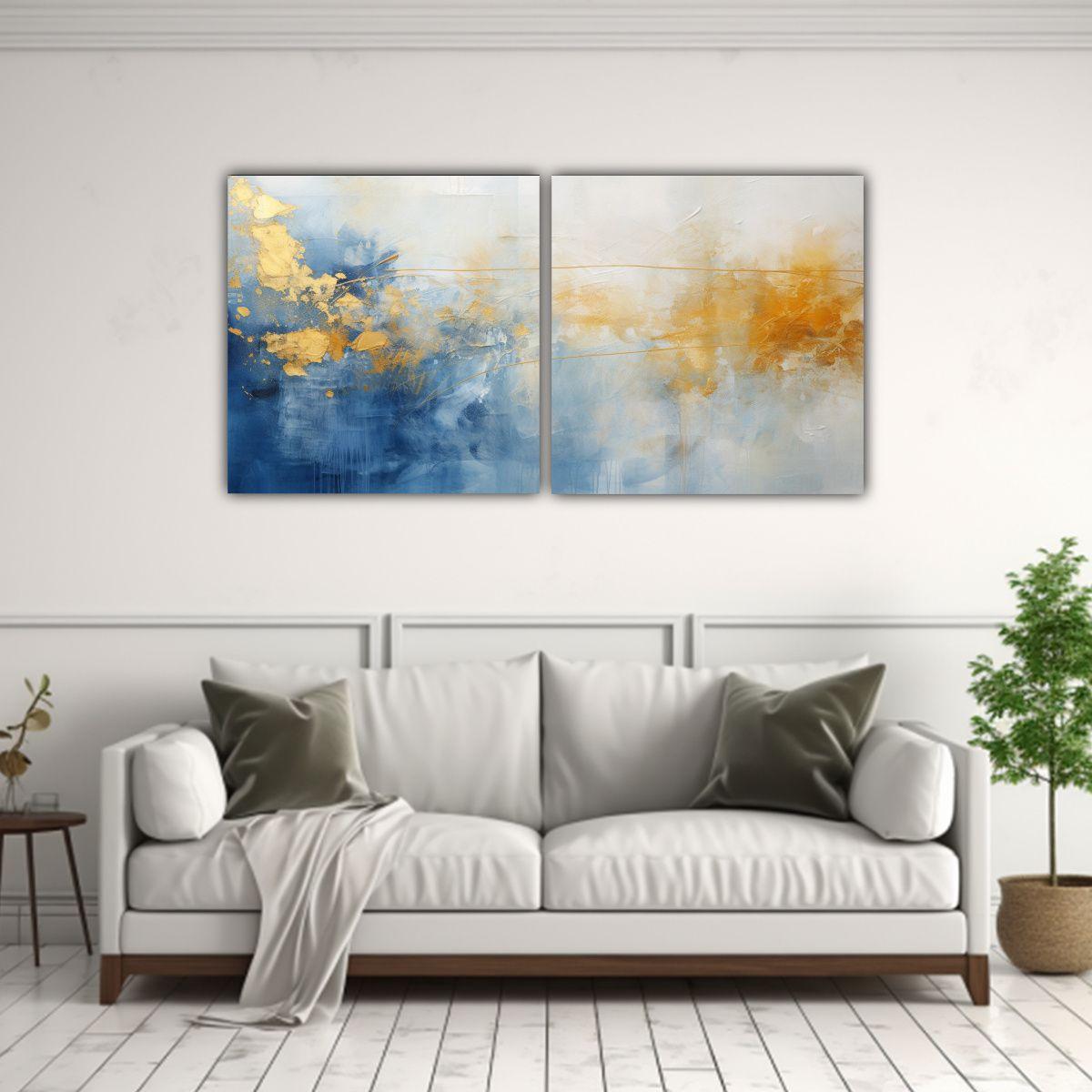 Cuadros Decorativos Azul Y Amarillo Estilo 60x30 Cm-2