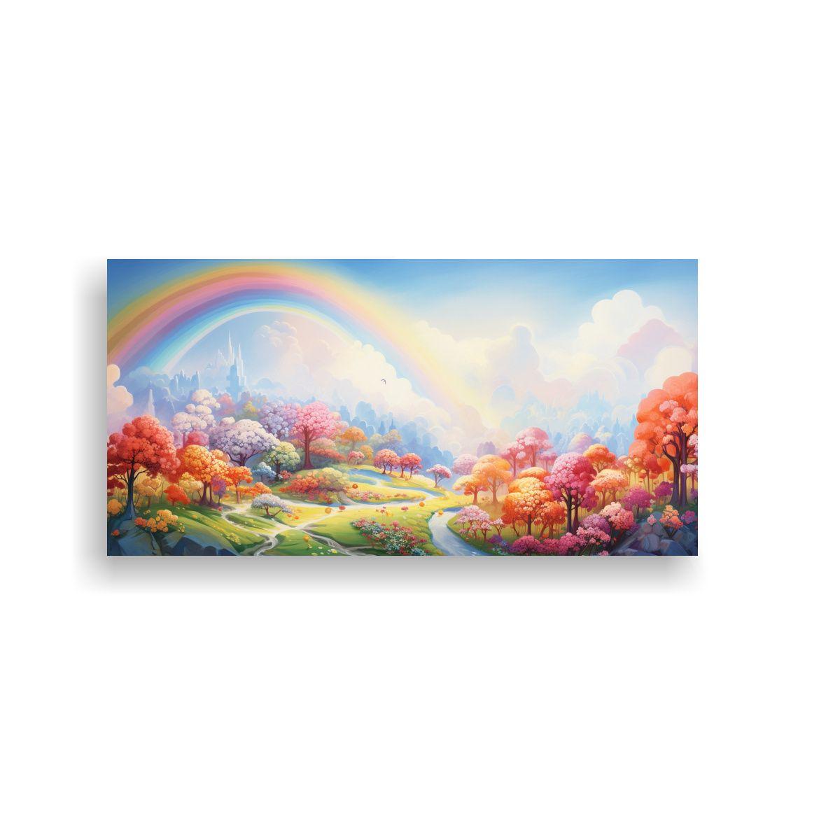 Paisaje Abstracto Con Arcoíris Y Colores Pastel 160x80cm-0