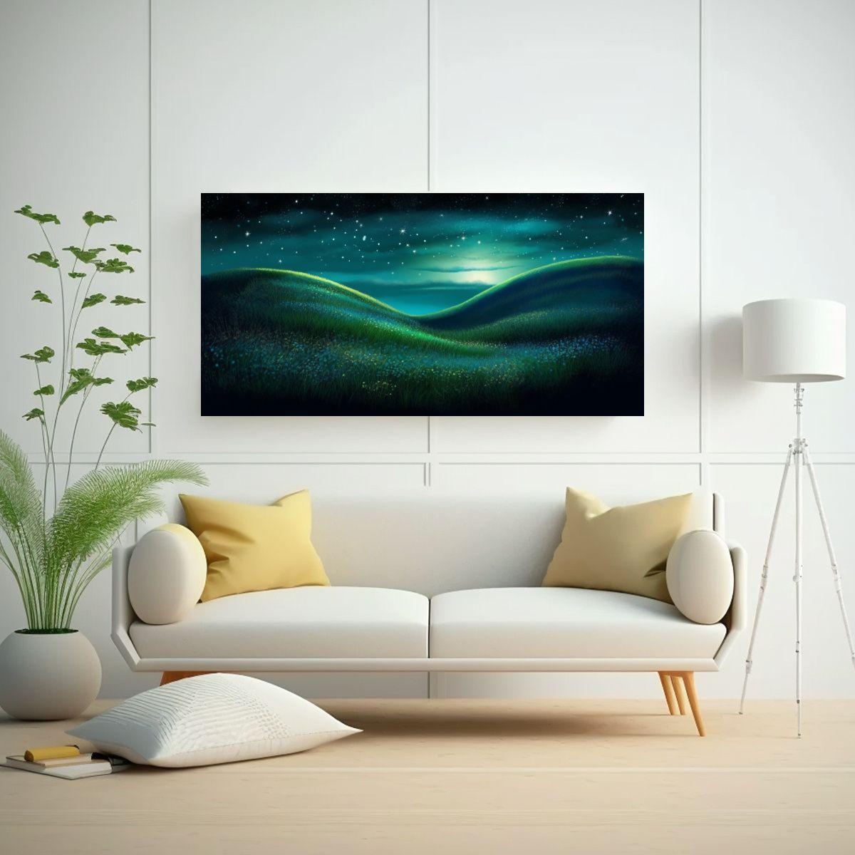 Pintura Lienzo Vintage Para Cuarto: Noche 80x40cm-2