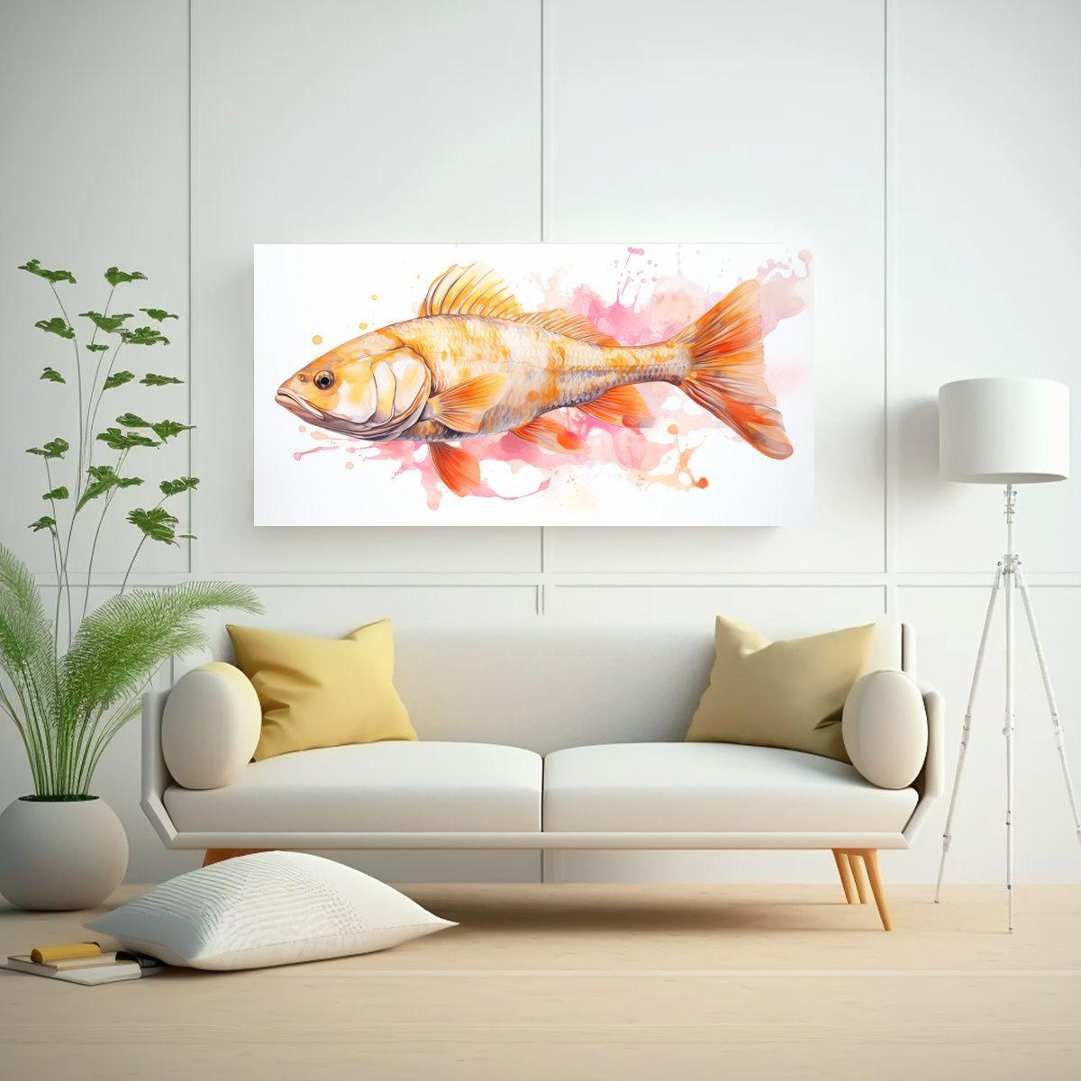 Peces De Agua Dulce En Tonos Durazno Y Latón 40x20cm-2