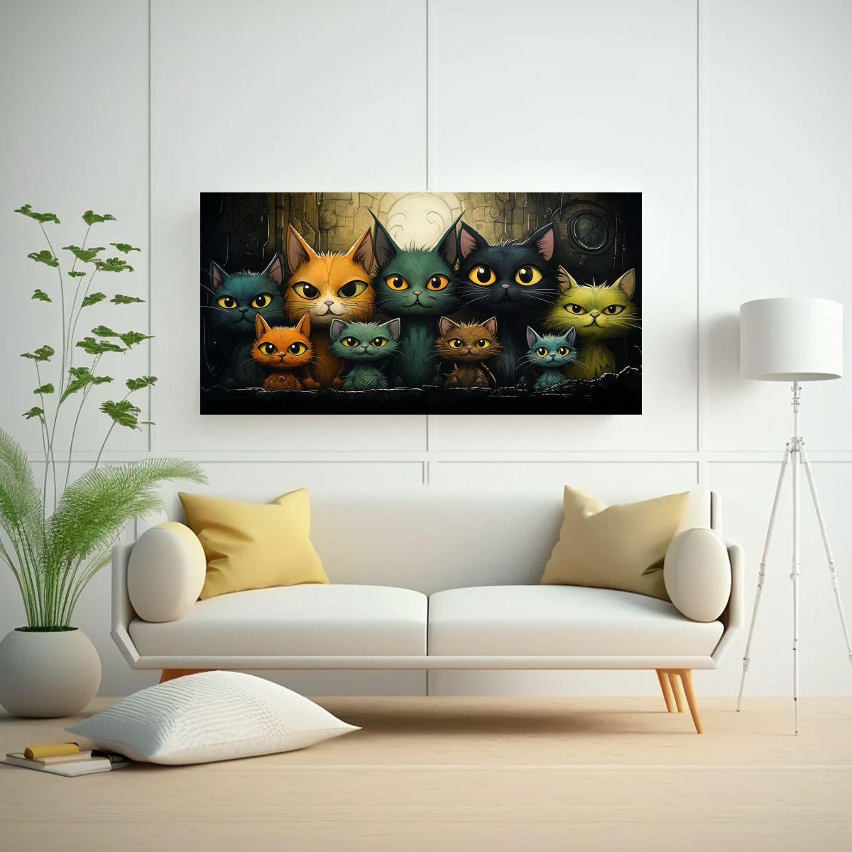 Cuadro Lienzo Fotografía Urbana Gatos Colores 60x30cm-2