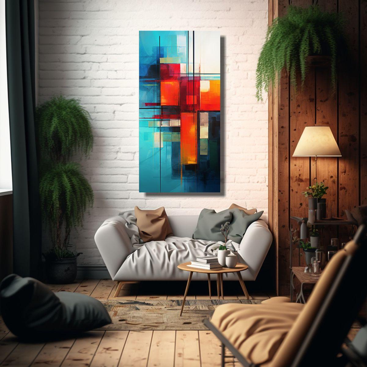Cuadro De Tela Expresión Floral, Colores 80x160cm-2