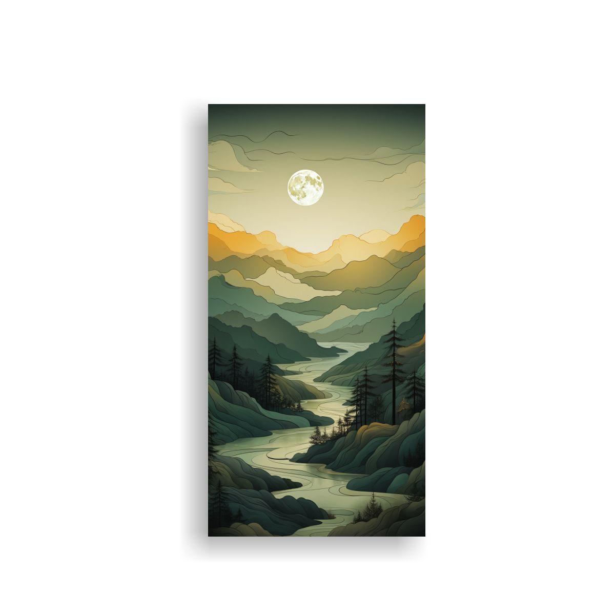 Pintura Minimalista De Montañas Con Textura, 70x140cm-0