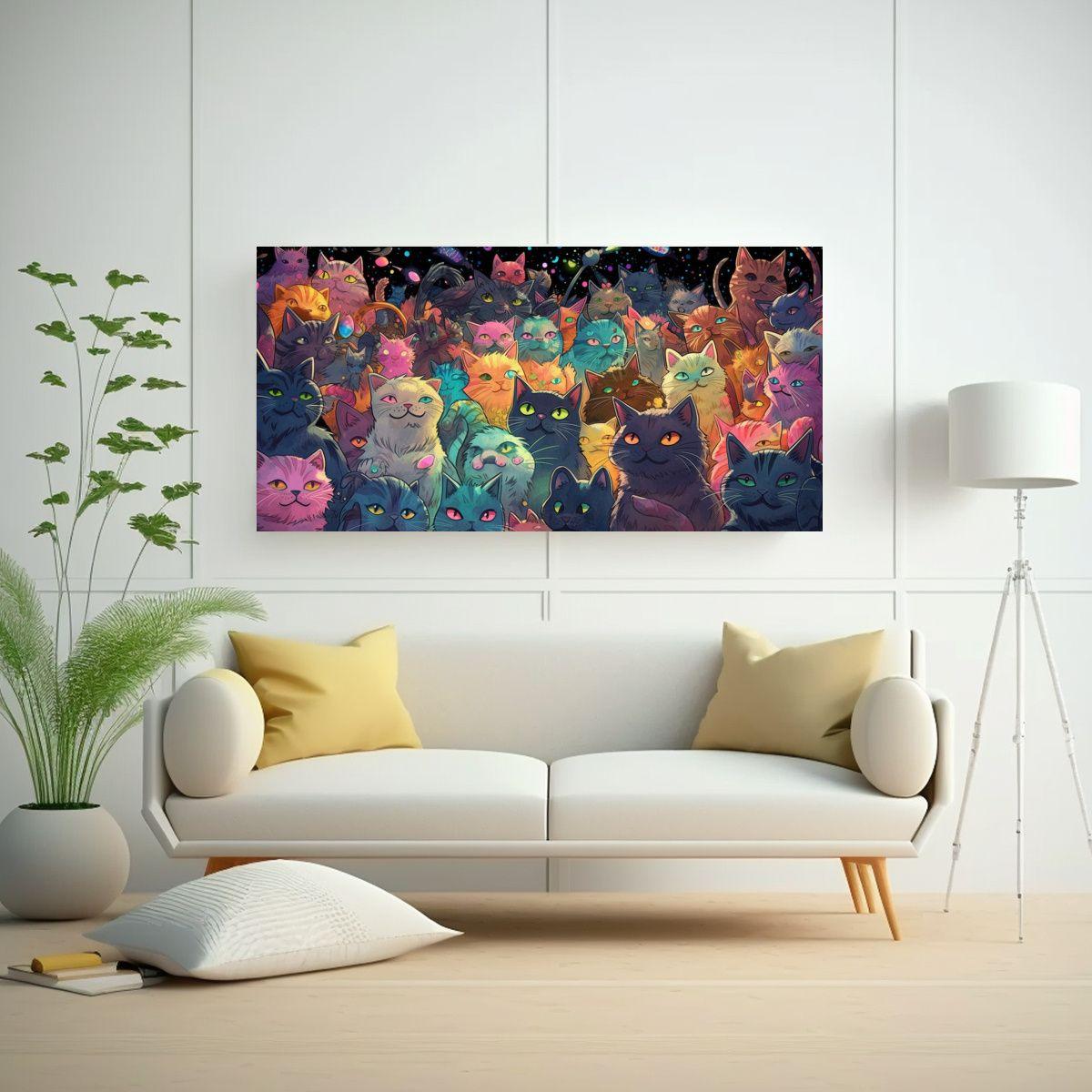 Cuadros Decorativos Con Gatos De Ojos Brillantes 100x50 Cm-2