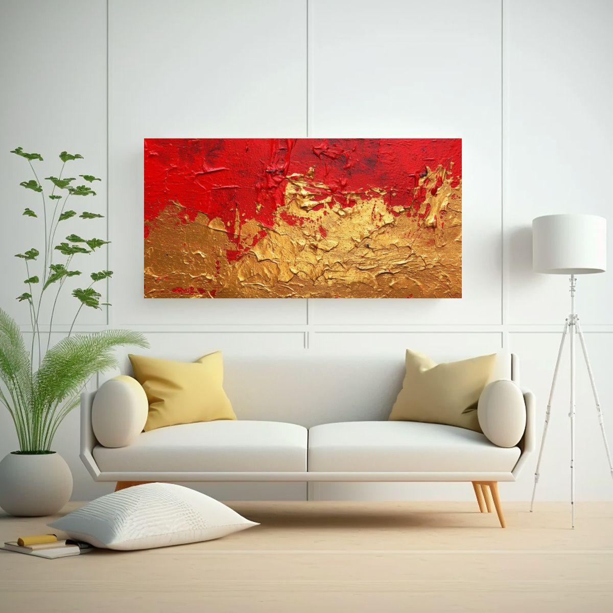 Pintura Metálica Brillante Sobre Fondo Rojo: 160x80cm-2