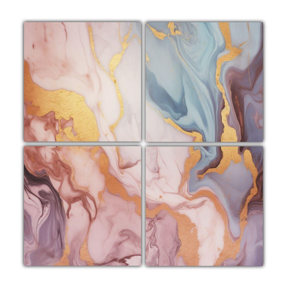 Pintura Abstracta Urbana En Lienzo Rosa Y Azul 120x120 Cm-0