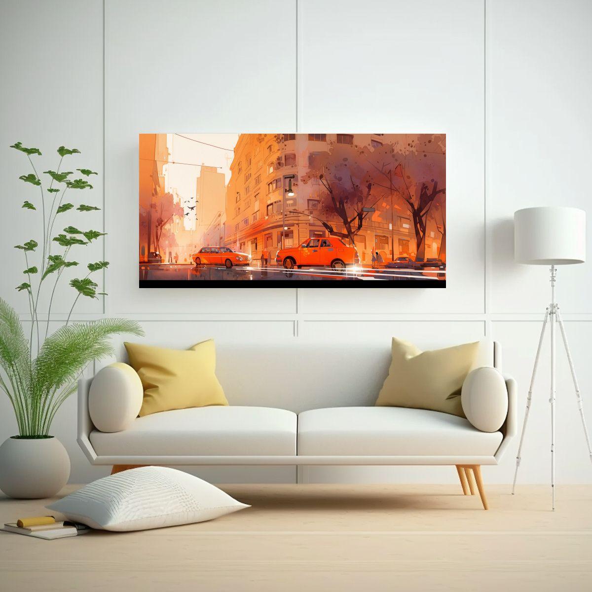 Pintura En Acuarelas De Santiago, Chile En Tela 100x50 Cm-2