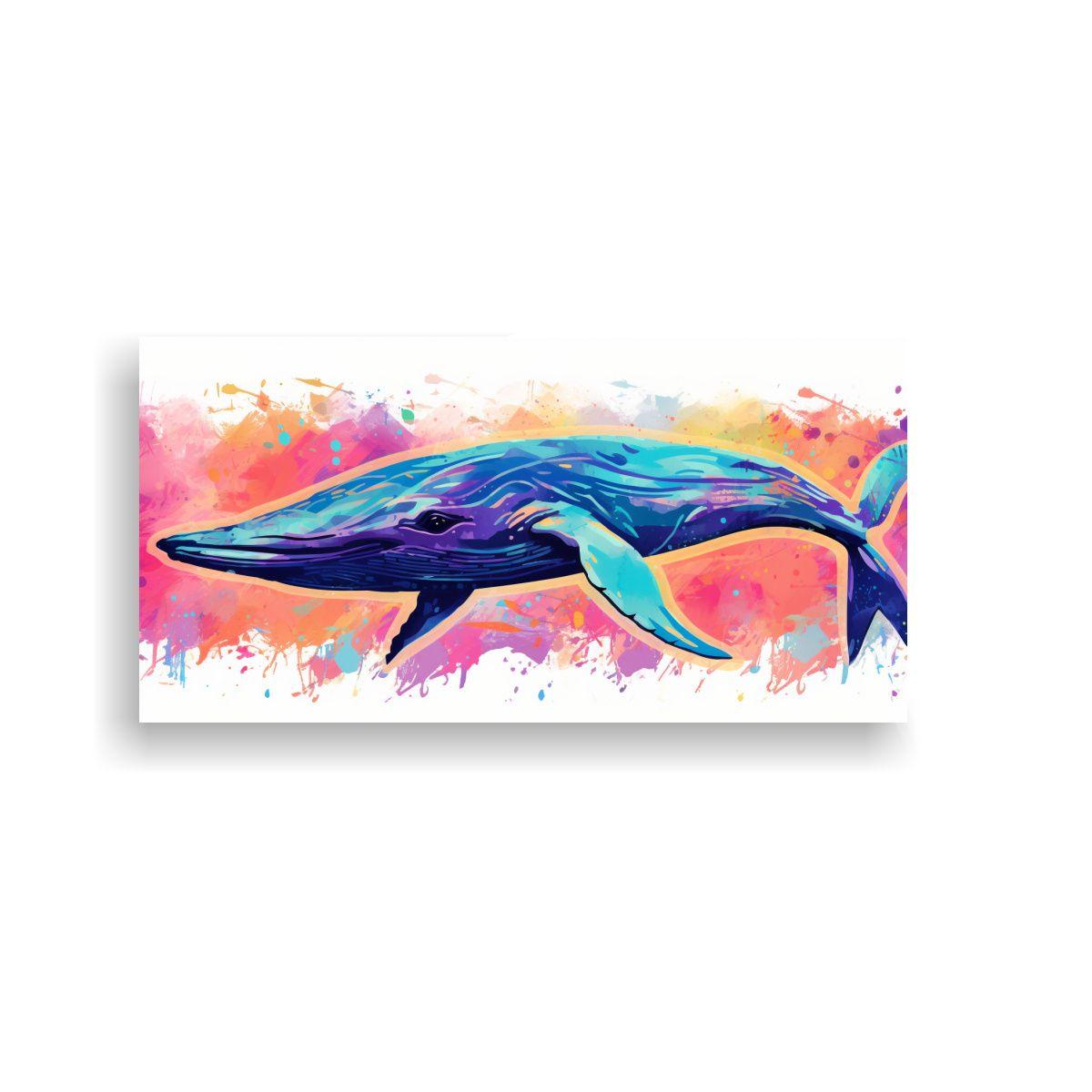 Cuadro Imagen Motivo Ballena Azul En Colores 40x20cm-0