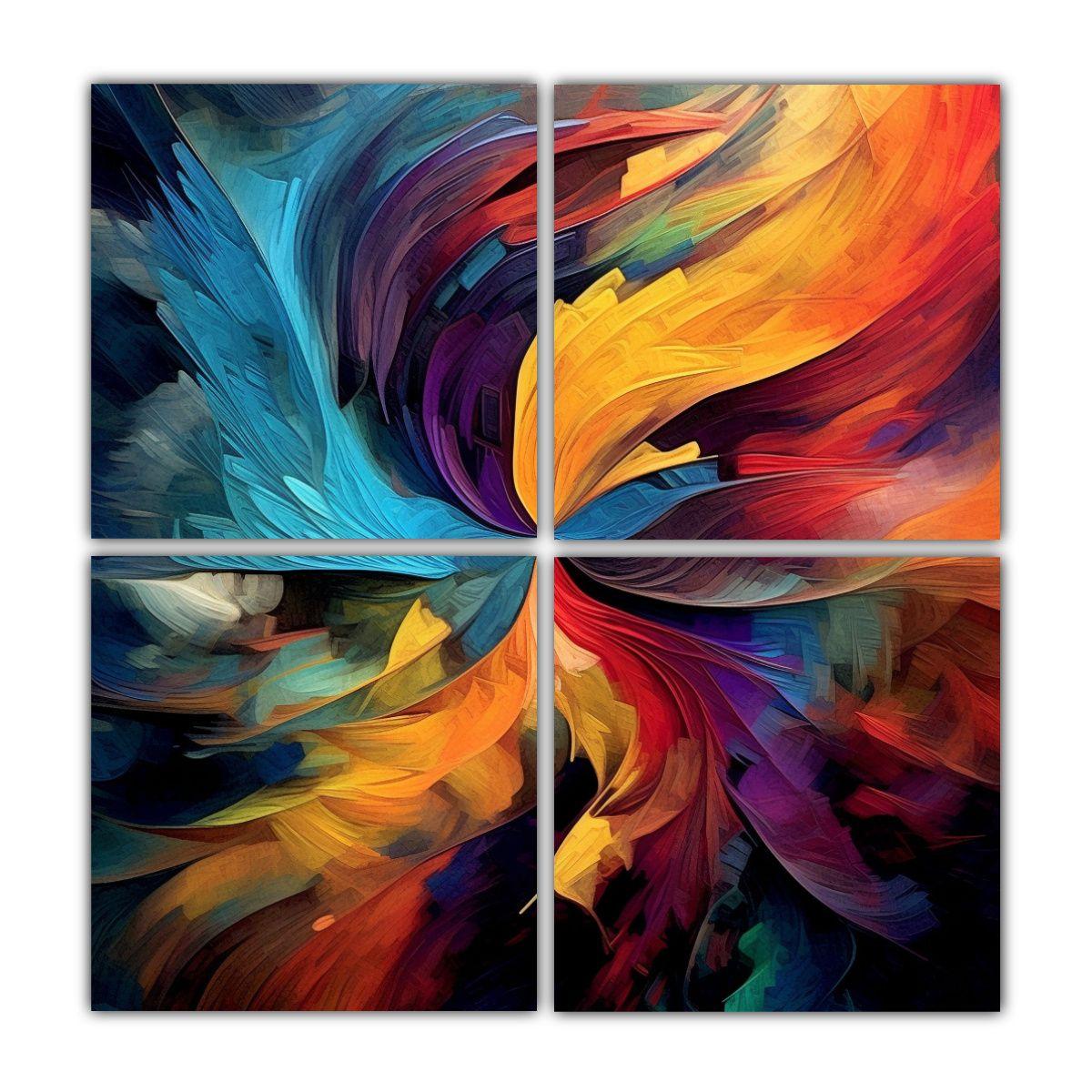Cuatro Lienzos Forma Motivo Abstracto Arte 100x100 Cm-0