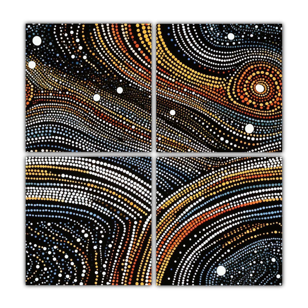 Pintura Artística Aborigen Para Decoración De 140x140 Cm-0