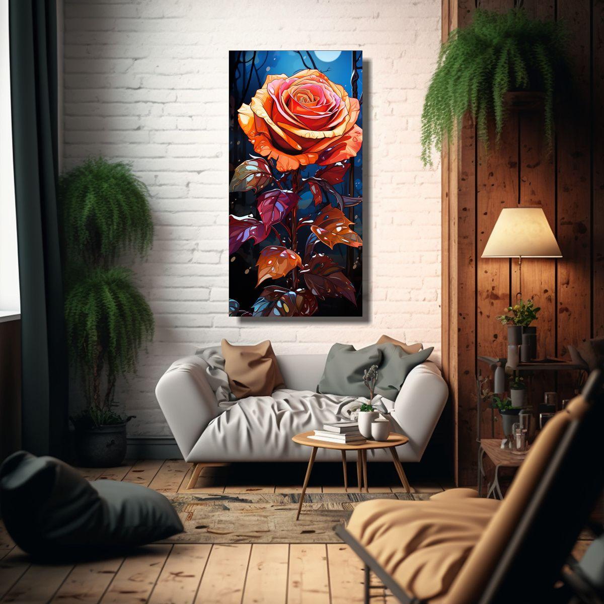 Cuadro Decorativo Clásico Con Rosas Estilo Pop 50x100cm-2