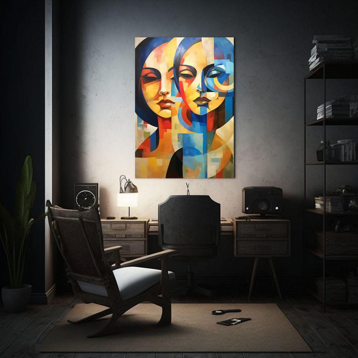 Pintura Decorativa De Dos Mujeres Con Fondos 20x30cm-2