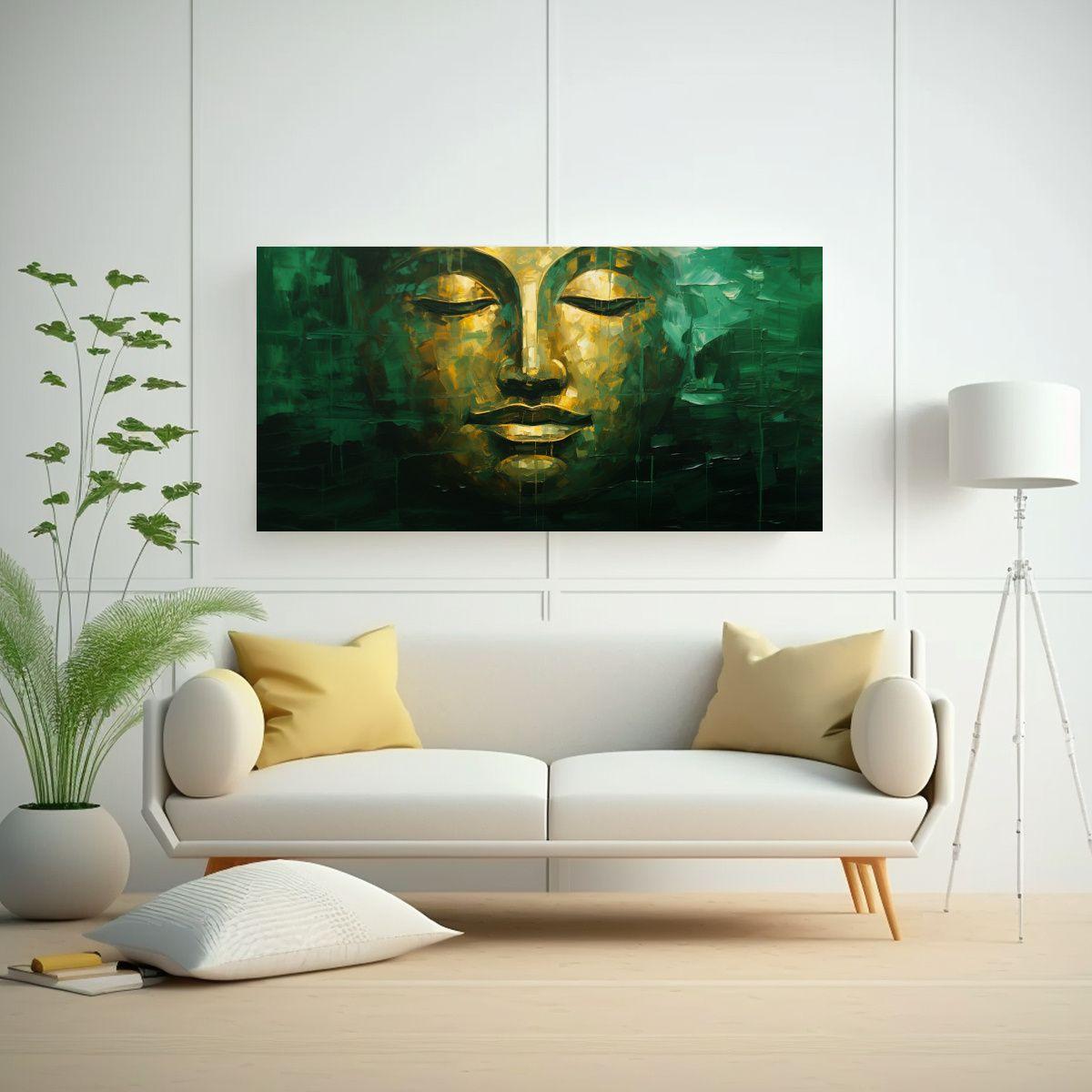 Cuadro Minimalista: Rostro De Buda En Estilo 40x20cm-2