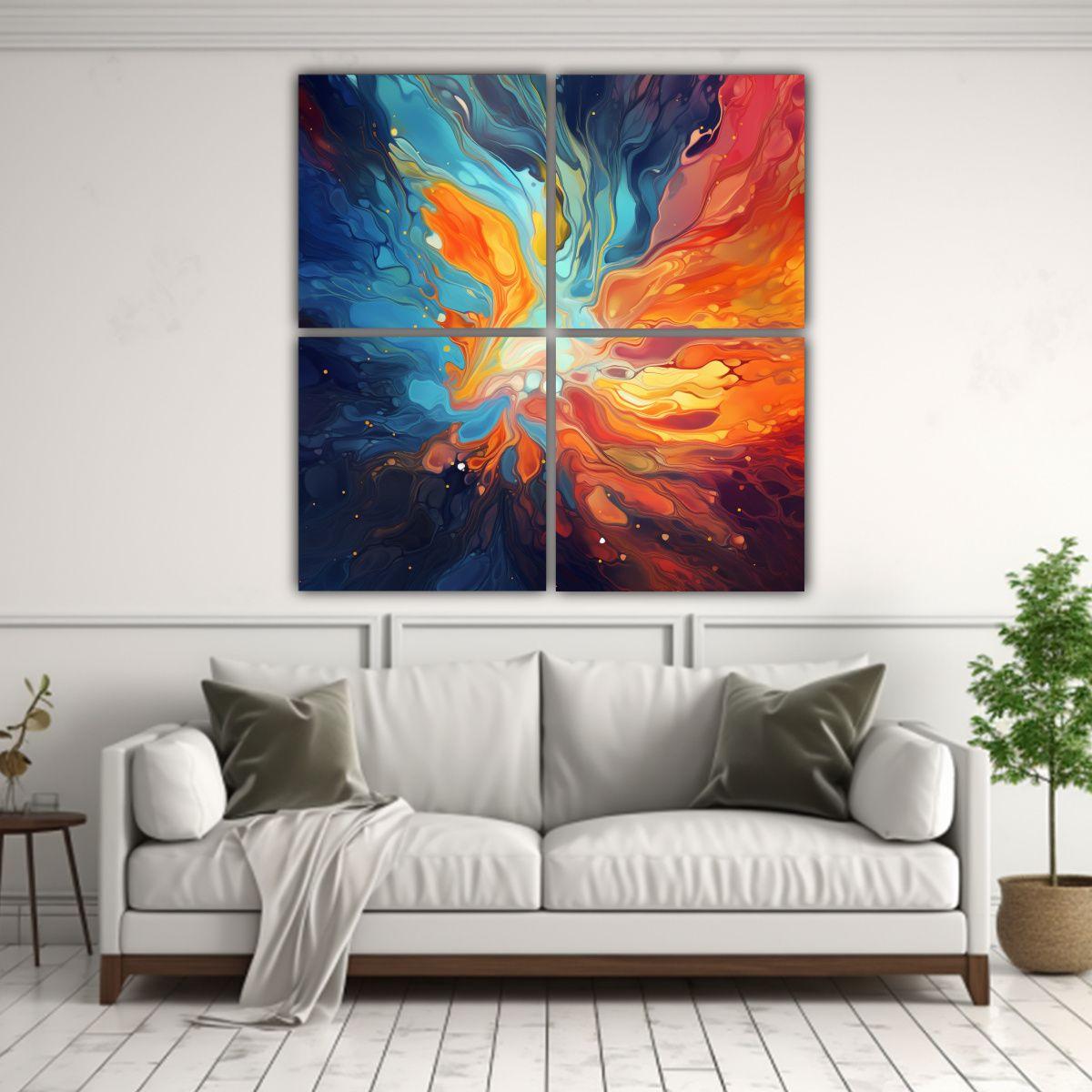 Cuatro Telas En Bastidor Abstractas Para Cocina 200x200 Cm-2