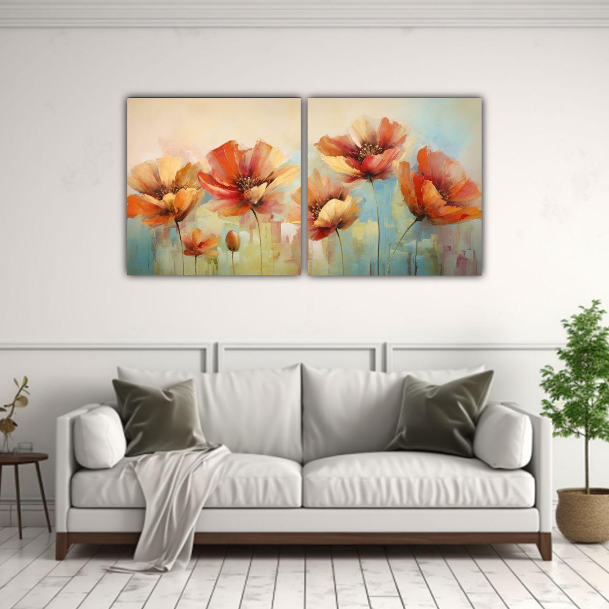 Cuadros De Flores Modernos Y Abstractos En Lienzo 120x60 Cm-2