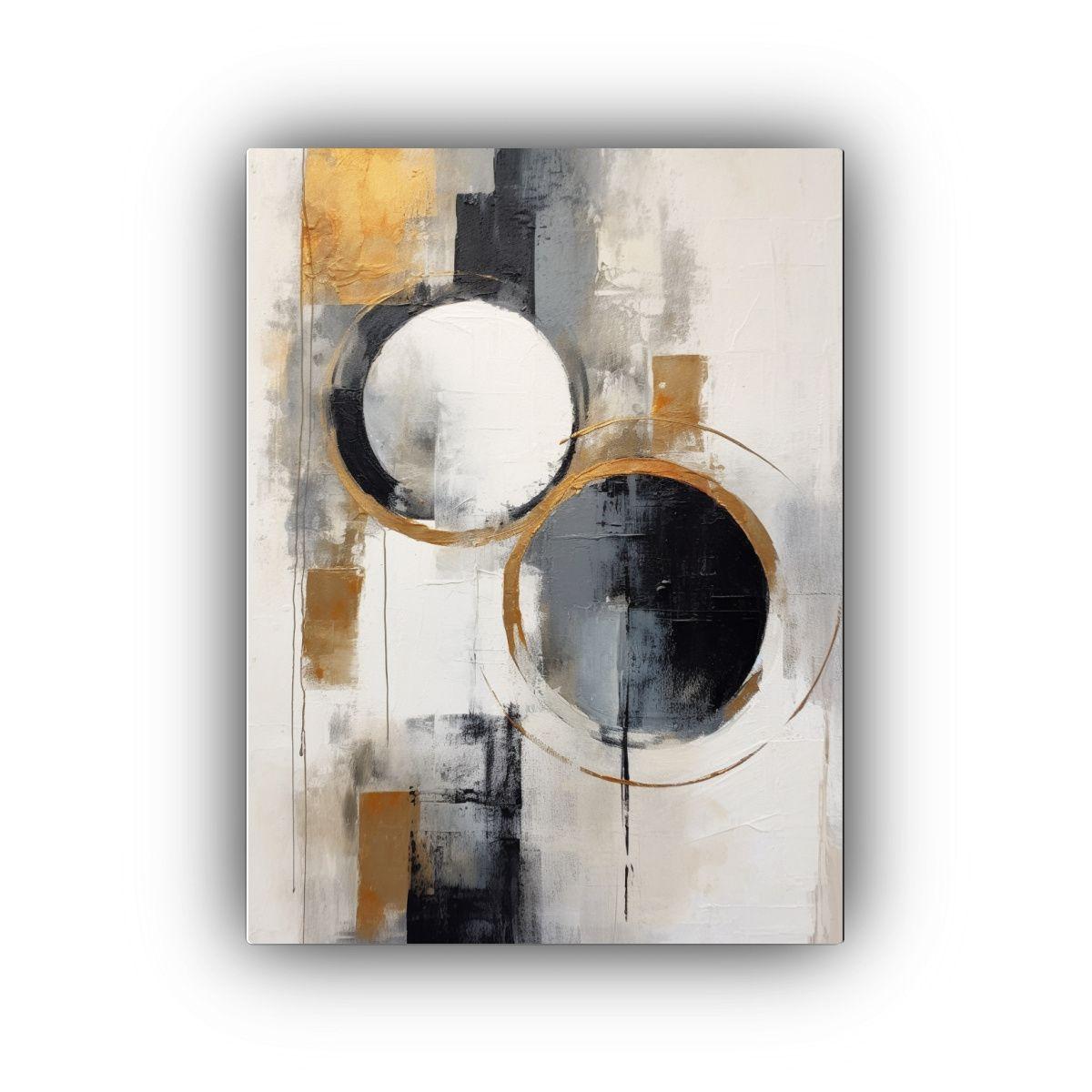 Cuadro Abstracto De Círculos Blancos Y Grises En Bastidor 30x40cm-0