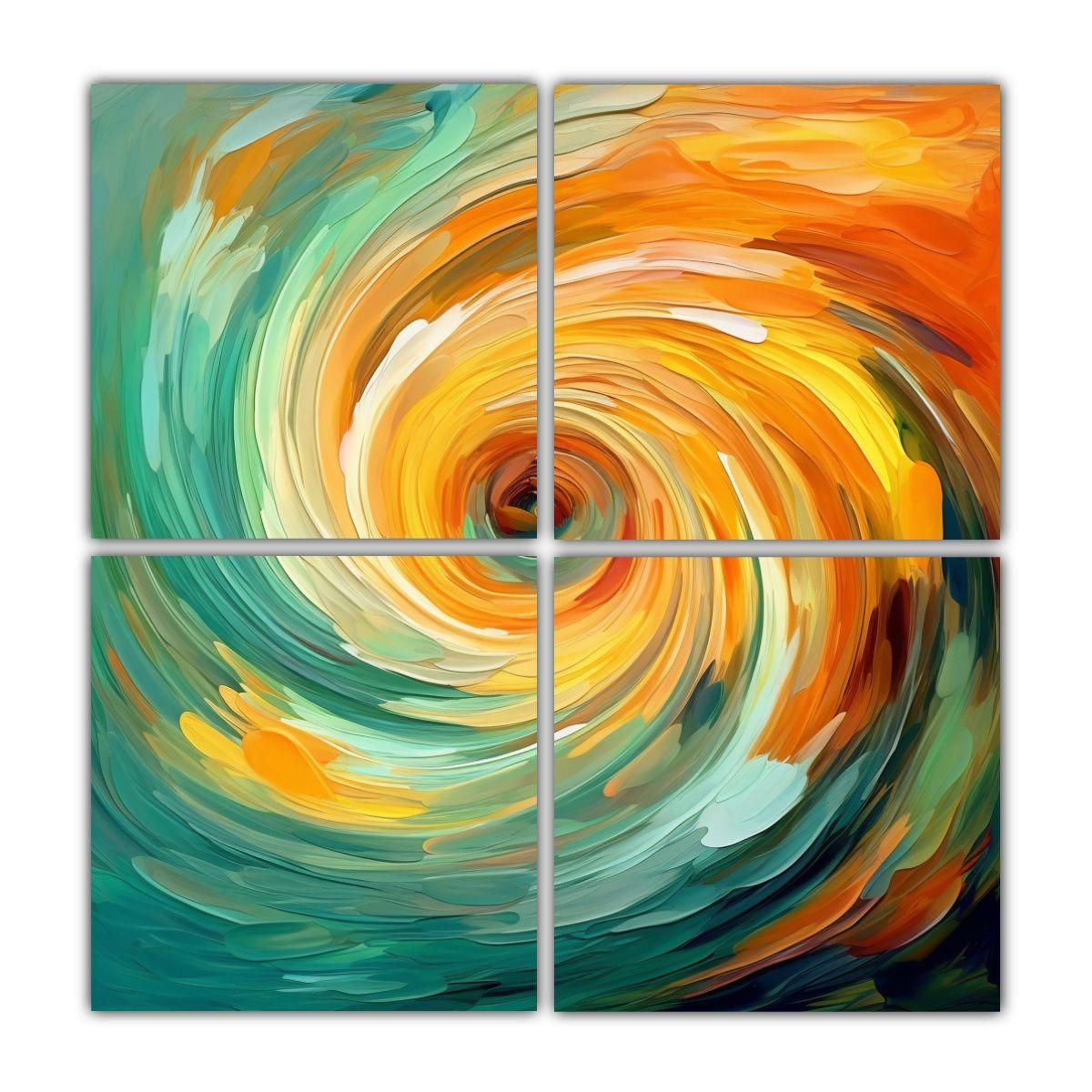 Cuadros Abstractos Coloridos Vitalidad Con Giro 40x40 Cm-0