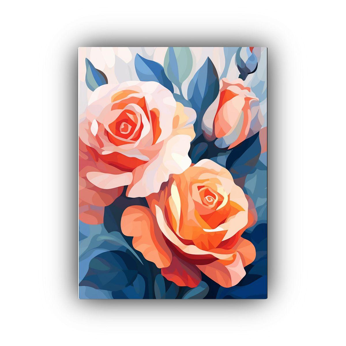 Cuadro Minimalista De Líneas Finas Con Rosas 30x45cm-0