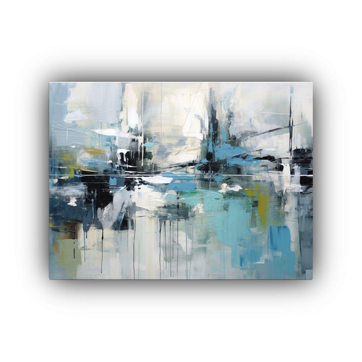 Lienzo Abstracto Enigmático En Azul Y Negro: 120x80cm-0