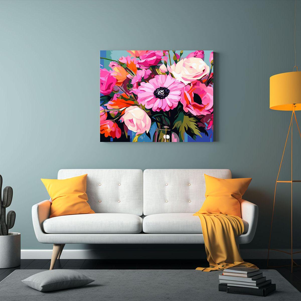 Pinturas Decorativas En Relieve De Flores Rosadas 40x30cm-2