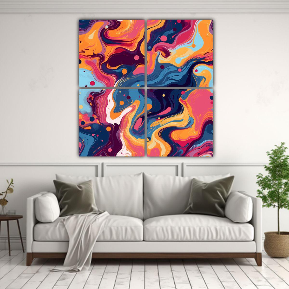 Cuatro Cuadros Calidos Belleza Natural Killa 200x200 Cm-2