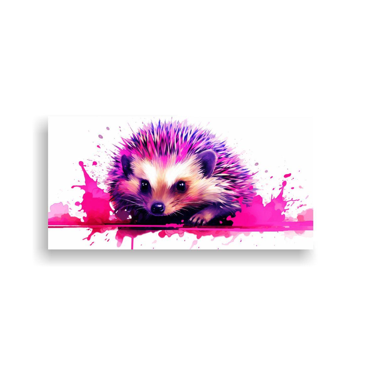 Pinturas Decorativas De Erizo En Tinta Y Rosa 60x30cm-0