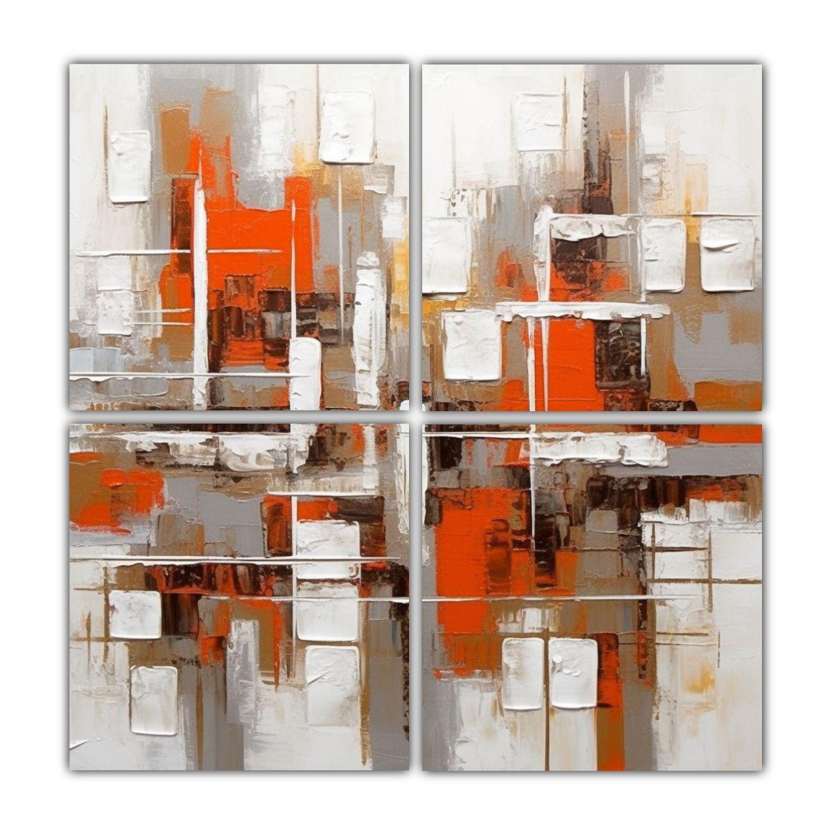 Cuatro Lienzos Alta Calidad Visión Pintura 140x140 Cm-0