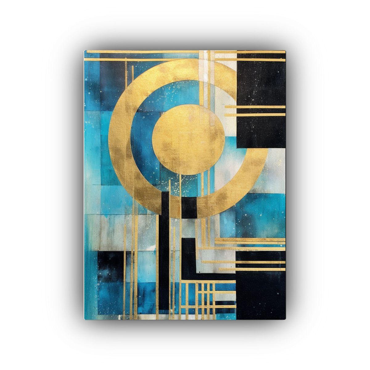 Pintura Abstracta única Con Formas Geométricas 50x75cm-0