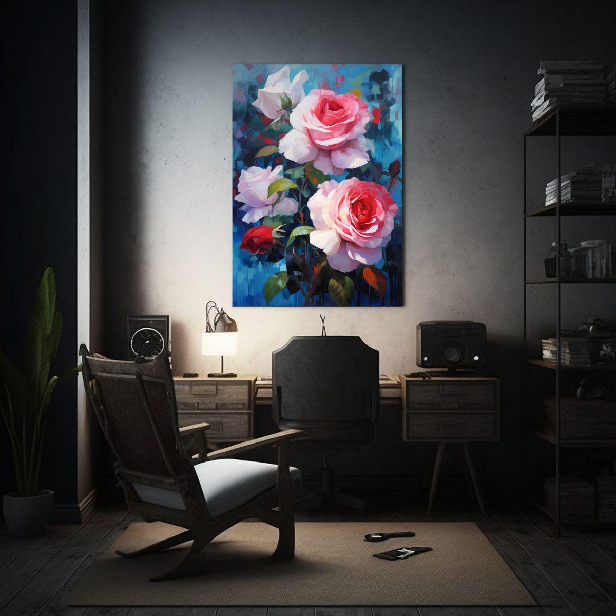 Pintura Al óleo Original De Rosas Blancas, Rojas 30x40cm-2