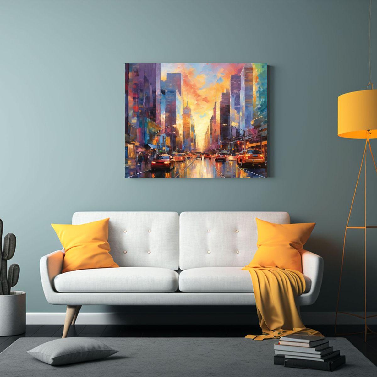 Cuadro Abstracto: Moderna Exuberancia Urbana Emerge Del Hori 60x40cm-2