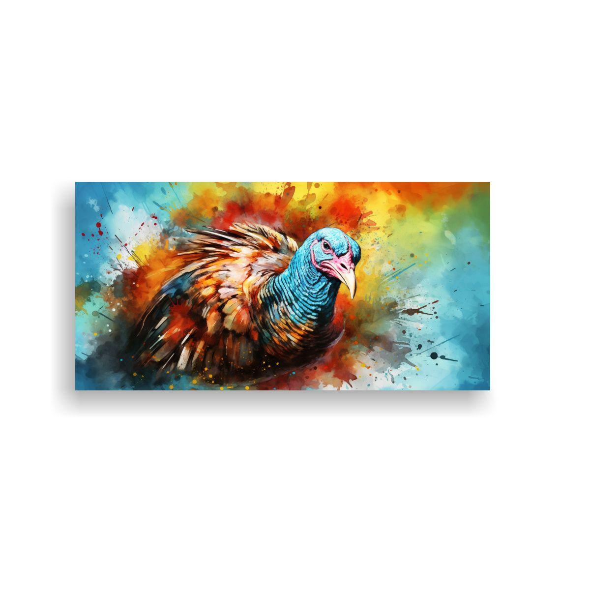 Pintura En Tela Estilo Acuarela Pavo Multicolor 21 160x80cm-0