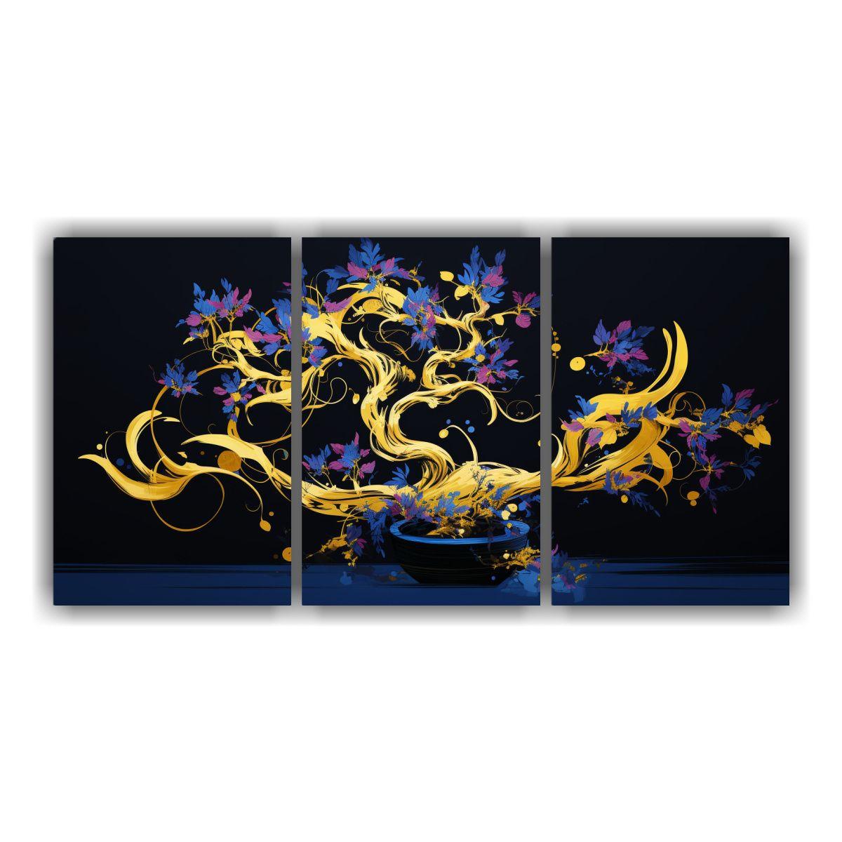 Pinturas Decorativas De Tres Telas En Bastidor 120x60 Cm-0